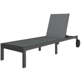 Outsunny Șezlong respirabil pentru grădină cu spătar reglabil &icirc;n 6 poziții, roți, cadru din aluminiu | Aosom Romania