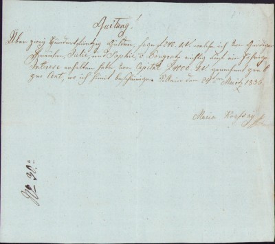 HST A308 Chitanță olografă 1835 limba germană foto