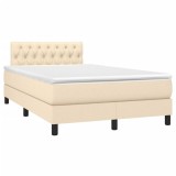 Cumpara ieftin Pat continental cu saltea, crem, 120x190 cm, textil