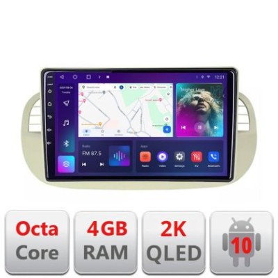 Navigatie Fiat 500 intre anii 2007-2015 Android Octa Core Ecran 2K QLED GPS 4G 4+32GB 360 KIT-fiat500+EDT-E409-2K CarStore Technology foto