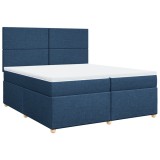 Cumpara ieftin Pat box spring cu saltea, albastru, 200x200 cm, textil