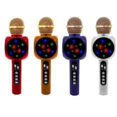 Microfon karaoke disco LED, fara fir, WS-1816, cu recorder si baterie foto