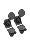 Conector feminin XLR cu 3 pini montat pe panou cu capac etanș pentru microfon/boxă &ndash; 4 bucăți