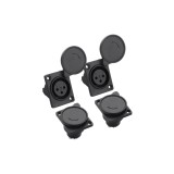 Conector feminin XLR cu 3 pini montat pe panou cu capac etanș pentru microfon/boxă &ndash; 4 bucăți