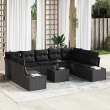 VidaXL Set de canapele pentru grădină 10 pcs Negru 289 x 209 x 85 cm