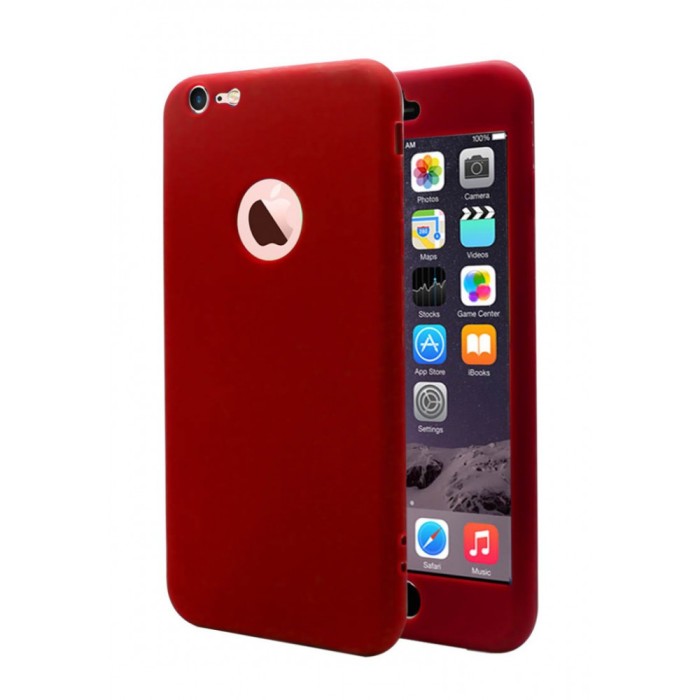 Husa pentru Apple iPhone 6 / Apple iPhone 6S Rosu Fullcover cu acoperire completa 360 grade cu folie protectie