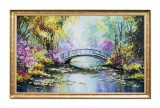Cumpara ieftin Tablou celebru inramat pictat manual living, Podul japonez, 100x60cm ulei pe panza rama din lemn, reproducere Claude Monet