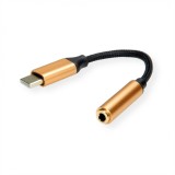 Adaptor audio GOLD USB-C la jack stereo 3.5mm T-M 0.13m, Roline 12.03.3223