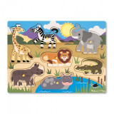 Puzzle din lemn Animalele safari, 7 piese, 3 ani+