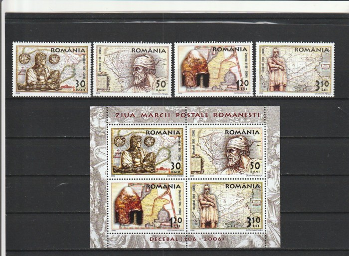 ROMANIA 2006 LP1730 LP 1730 a ZIUA MARCII POSTALE ROMANESTI SERIE SI BLOC MNH