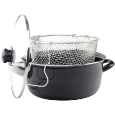 Cratita friteuza cu capac din sticla si cos pentru prajit 26 cm