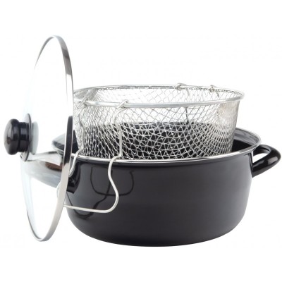 Cratita friteuza cu capac din sticla si cos pentru prajit 26 cm foto