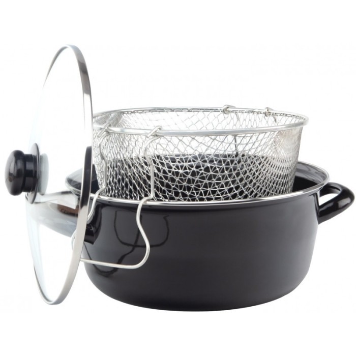 Cratita friteuza cu capac din sticla si cos pentru prajit 26 cm