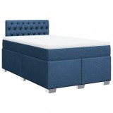 Cumpara ieftin Pat box spring cu saltea, albastru, 120x200 cm, textil