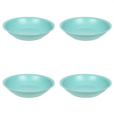 Set farfurii 4 piese, farfurii adanci, plastic, verde, diametru 18 cm