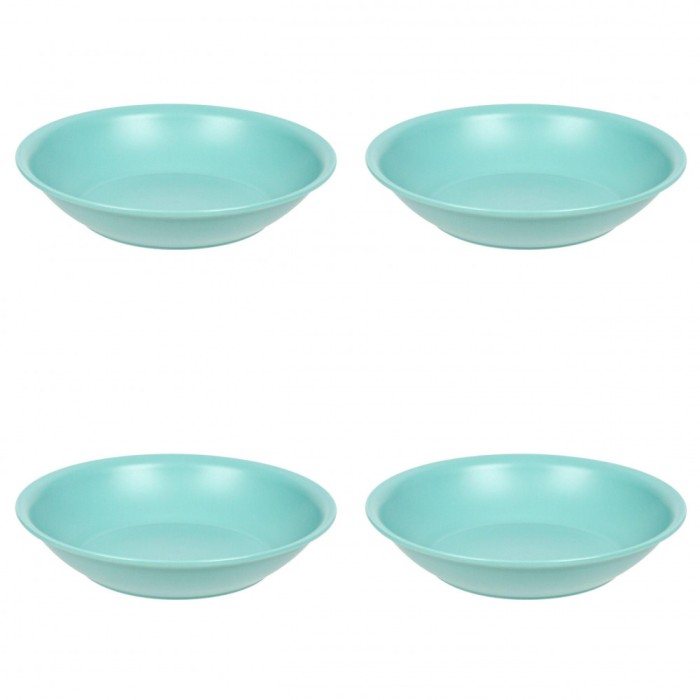 Set farfurii 4 piese, farfurii adanci, plastic, verde, diametru 18 cm