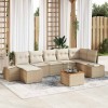 VidaXL Set de Sofa de Grădină 8 pcs Bej și Alb Ratan poli, Poliester