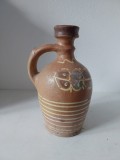 Ulcior vechi de lut, ulcior de apa, romanesc, Romania, 24cm inaltime, decorat/pictat manual