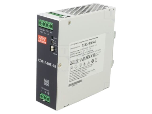 Alimentator pulsatoriu MEAN WELL 240W 48V DC 0-5A pentru șină DIN