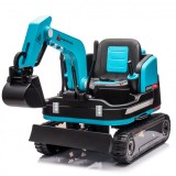 Cumpara ieftin Excavator electric pentru copii Kinderauto X7, 110W, 12V-12Ah, scaun tapitat, telecomanda, Premium, albastru