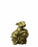 Statueta Feng Shui Iepure cu monede si pepite, 9cm, Rasina, Model FS303