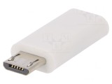 Adaptor USB 2.0 Micro USB B la USB C Alb, Goobay