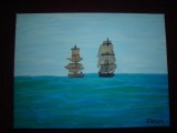 Cumpara ieftin TABLOU PE PANZA CU SASIU NOU 30 X 40 CM CORABII PE MARE PRET NEGOCIABIL