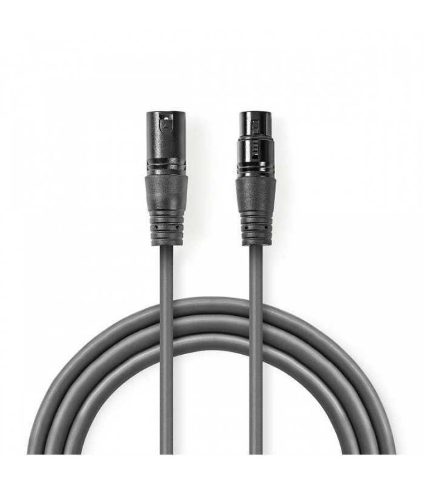 Cablu XLR 3 Pini tata - XLR 3 Pini mama 20m gri Nedis