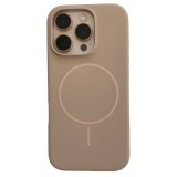 Husa Apple Iphone 15 PRO MAX cu MagSafe - Silicon, interior catifelat, design Minimalist, Maro Cappuccino