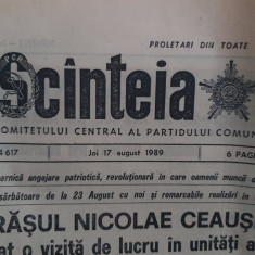 Ziarul Scanteia nr 14617, 17 august 1989, 6 pagini, vizita Giurgiu, Teleorman