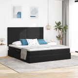 vidaXL Pat cu storage cu saltea Negru 180 x 200 cm Catifea 3372235