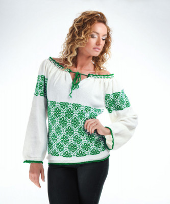 IE tricotata cu model verde smarald Onibon foto