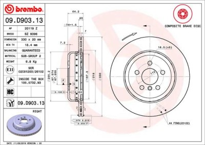 BREMBO 09.D903.13 PRIME LINE - Composite Disc frana foto