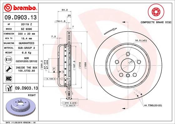 BREMBO 09.D903.13 PRIME LINE - Composite Disc frana