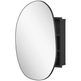 HOMCOM Dulap Baie cu Oglindă și 3 Rafturi, 61x12x79 cm, Formă Neregulată, Dulap Montabil pe Perete, Negru | Aosom Romania