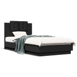 Cumpara ieftin Cadru de pat cu tablie, negru, 90x190 cm, lemn prelucrat