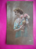 HOPCT 12121 ANUL 1921 -FELICITARE VECHE -FEMEI FRUMOASE -FRANTA -EUROPA - -ROMANTICA- -CIRCULATA