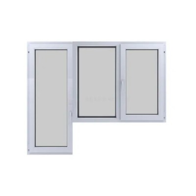 Fereastra termopan PVC, Lion Evolution 92, 6 camere, Alb, 3097x2120 cm, Doua fereastre oscilobatante cu o parte fixa foto