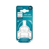 Tetina anti-colici debit 2, 1luna+, SCY762/02, 2 bucati, Avent, Philips Avent