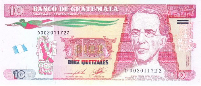Bancnota Guatemala 10 Quetzales 2012 - P123c UNC ( replacement - sufix Z )