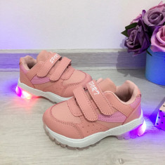Adidasi roz cu luminite beculete LED pt copii fete 35 foto