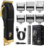 Masina de Tuns Profesionala fara Fir pentru Barbati, Aparat Tuns Par si Barba cu Lame din Otel Carbon, 6 Piepteni Ajustabili, Display LCD, Motor Puter