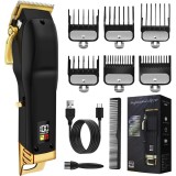 Masina de Tuns Profesionala fara Fir pentru Barbati, Aparat Tuns Par si Barba cu Lame din Otel Carbon, 6 Piepteni Ajustabili, Display LCD, Motor Puter