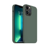 Husa pentru apple iphone 14 plus flippy, liquid silicone, cu microfibra pe interior, protectie antisoc, dark green, verde inchis