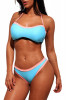 Costum de baie 2 piese Roz/Sky Blue, sutien bandeau cu burete detasabil, bretele, chilot slim captusit. Material: Nylon/Spandex M