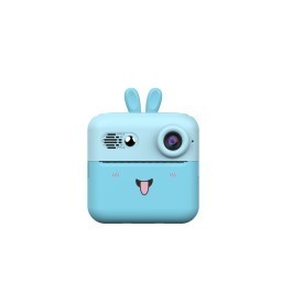 Camera Instantanee pentru Copii, Flippy, cu Functie de Printare, cablu USB-C, Bluetooth, compatibil iOS/Android, Imprimare APP, Model Iepure, Albastru foto