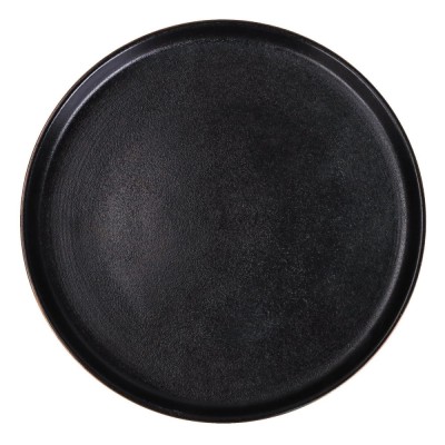 Platou rotund pentru pizza D4115, portelan, negru, 25.5 cm foto