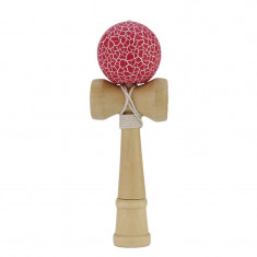 Kendama, joc interactiv de indemanare, 19 cm, rosu cu dungi albe foto