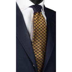 Cravată din mătase cu nod &icirc;n contrast N2241 - model unicat