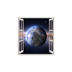 Autocolant decorativ, Fereastra, Planete, Multicolor, 83 cm, 198ST foto